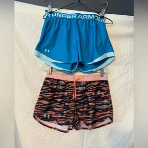 Lot Of 2 Under Armour Ladies Shorts  blue black orange Size M